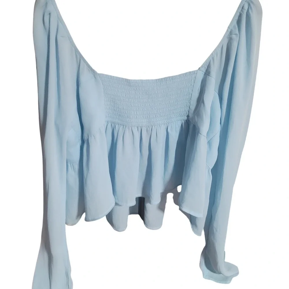 Abercrombie & Fitch Light Blue Twist Front Fairycore Babydoll Coquette Top XL‎